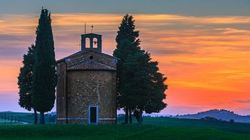 Kapel Madonna di Vitaleta, Toscane, Italië van Henk Meijer Photography