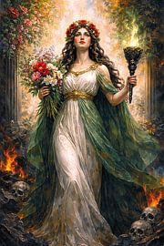 Griekse Godin Persephone schilderij. van Johannes