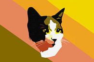 Pop-art stijl katten portret groen oranje geel van Maud De Vries thumbnail