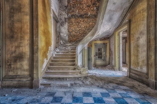 Old stairs in old building in France