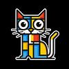 Kubistische Illustratie van een kat in Piet Mondriaan stijl. van Galerie Ringoot