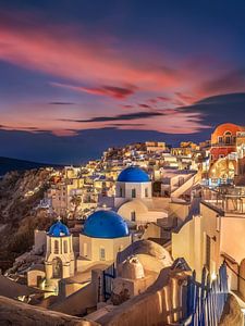 Avond op Santorini in Griekenland van Voss Fine Art Fotografie