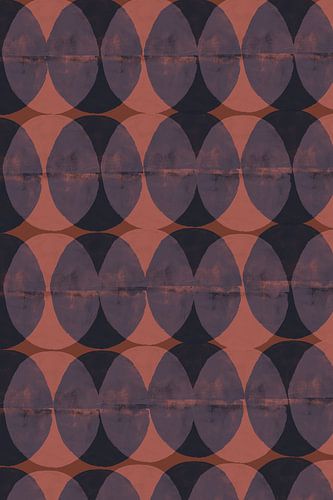 Retro geometrisch patroon. Cirkels in violet, roze terra en lichtbruin.