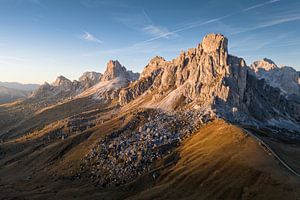 The mountains of the Dolomites in the sunlight