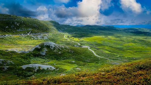 A view of the amazing and idyllic Norwegian landscape. Autumn image of mountains. by Peter Jacek