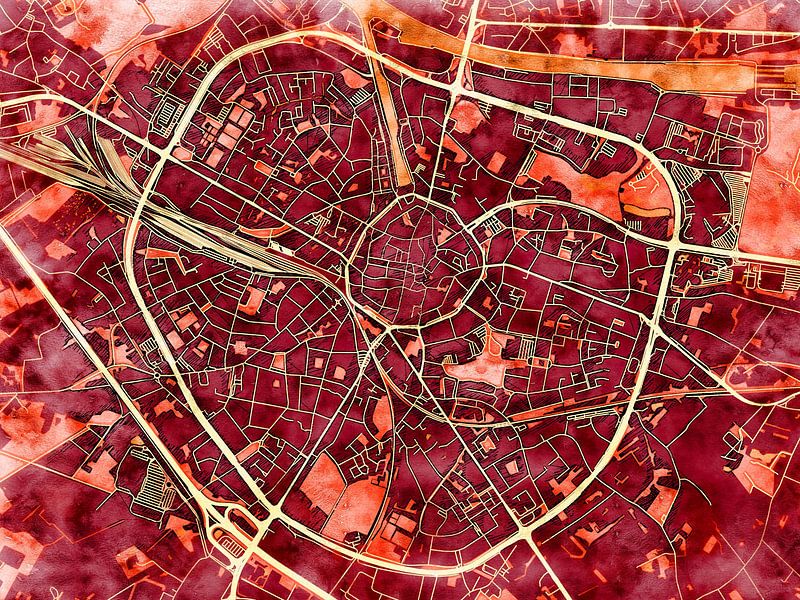 Carte de Hasselt avec le style 'Amber Autumn' par Maporia