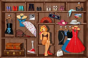 Pin-Up Girl Setzkasten - 50er Jahre