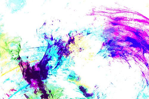 Modern, Abstract Digitaal Waterverf Kunstwerk in Pastelkleuren