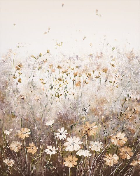 Herfstsfeer! Schilderij met wilde bloemen in het gras van Studio Pieternel