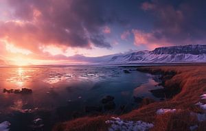 Spiegelnde Bucht, Sonnenuntergangsreflexionen im Wasser
