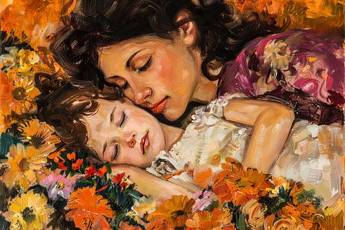 schilderachtig portret klassiek moeder met kind