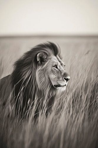 Majestueuze leeuw op de savanne