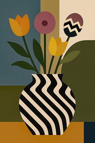 Still Life Zebra goes Tulip Shopping