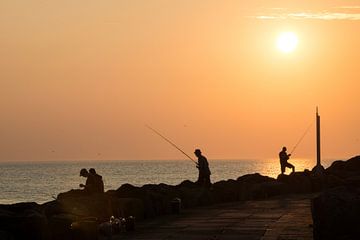 Vissen bij zonsondergang