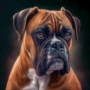 Portrait of a German Boxer Illustration by Animaflora PicsStock