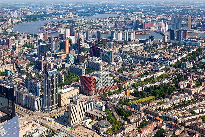 Luchtfoto centrum Rotterdam van Anton de Zeeuw