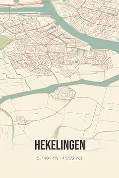 Vintage landkaart van Hekelingen (Zuid-Holland) van MijnStadsPoster