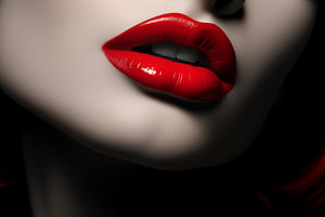 Rote Lippen aus nächster Nähe, Schwarz-Weiß-Fotografie