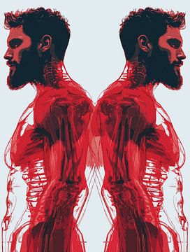 Rode Anatomie - Abstracte Menselijke Spierstudie van Ramy Salah Hefny
