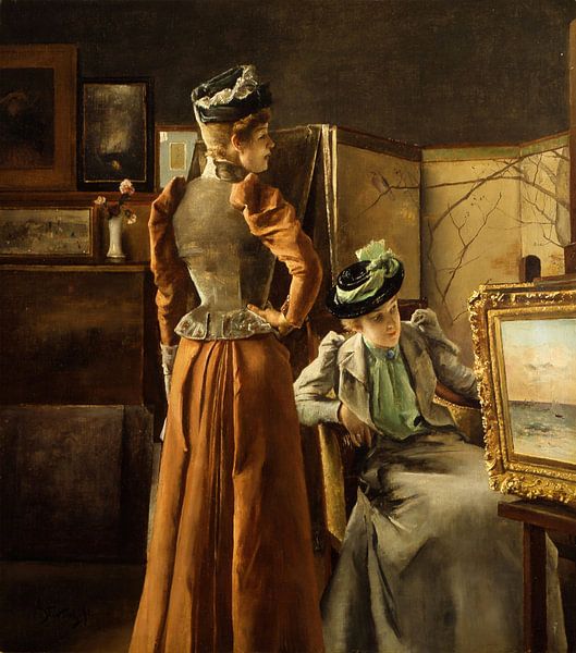 Bezoek aan de studio, Alfred Stevens van Meesterlijcke Meesters