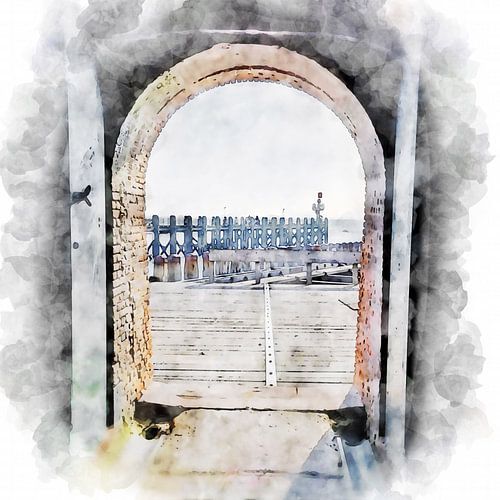 Aquarelschilderij van het Keizersbolwerk in Vlissingen