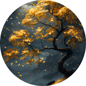 Zwart Goud Schilderij | Boom Schilderij | Groot Schilderij Woonkamer