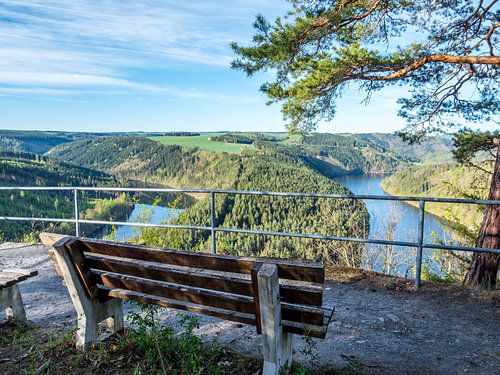 Bovenaanzicht van de Saale Loop in Thüringen