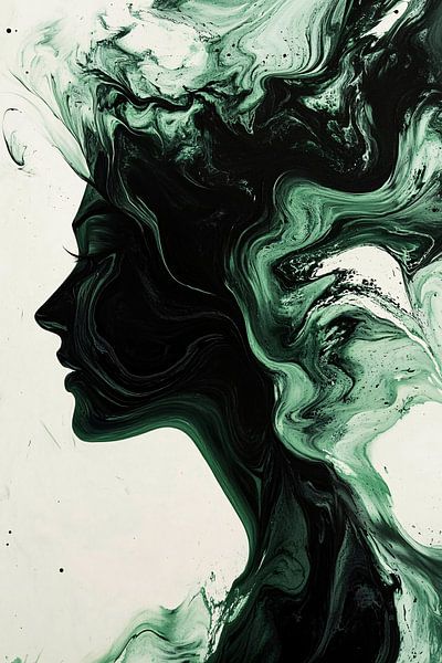 Green abstract silhouette woman by Art & Soul Creations