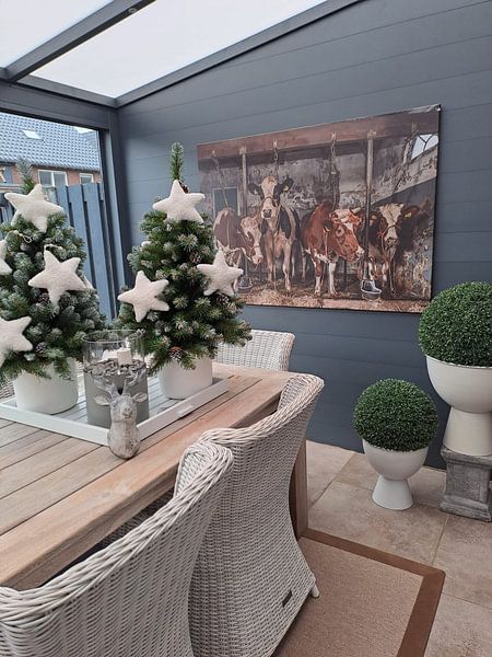 Kundenfoto: Kühe im alten Kuhstall von Inge Jansen, auf Leinwand