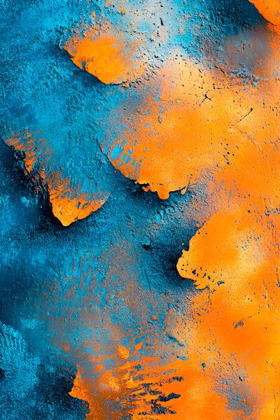 Lebhafte Farbenfusion in Blau und Orange von Poster Art Shop