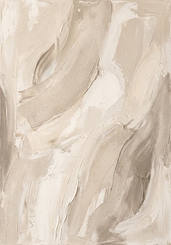 Abstrakt schilderij met textuur in beige en taupe, uitgevoerd in penseelstreken