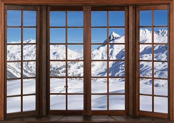 Blick aus einem Holzfenster von Bert Hooijer