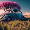 Volkswagen Kever in surreal landschap van Bernardine de Laat