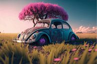 Volkswagen Kever in surreal landschap van Bernardine de Laat thumbnail