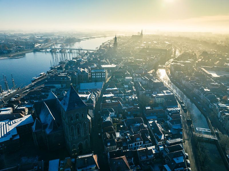 Kampen sunrise view with the Buitenkerk at the river IJssel by Sjoerd van der Wal Photography