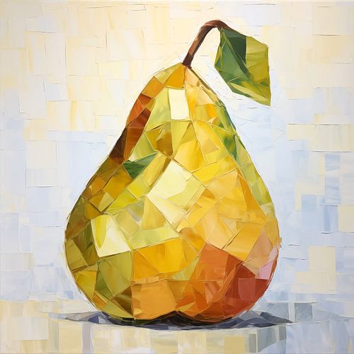 Abstracte, kleurrijke weergave van een peer