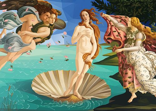 "The Birth of Venus" (style low poly)