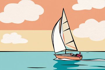 Zeilboot op kleurrijke zee van Imperial Art House