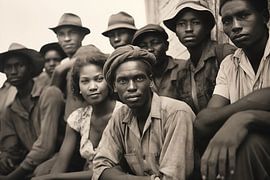 Ein Vintage-Schwarz-Weiß-Foto von Bürgern der Karibik