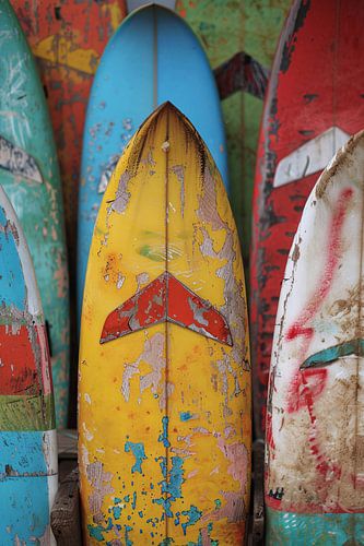 Verweerde Surfplanken in Levendige Kleuren