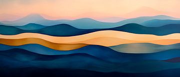 Douces vagues en bleu et or - Harmonie sur Poster Art Shop