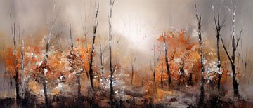 Kleurrijk Berkenbos Abstract Schilderij van Preet Lambon