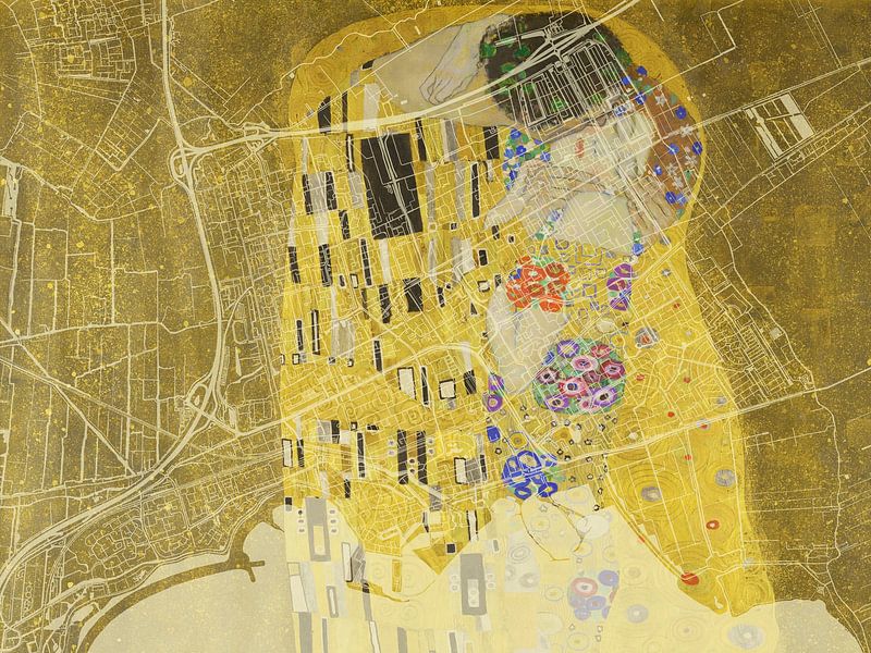 Map of Hoorn with the Kiss by Gustav Klimt by De Kaartenwinkel