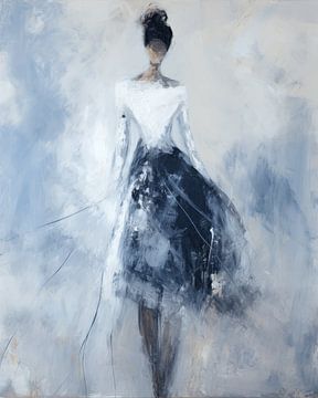 Abstract en elegant portret in blauw en wit van Studio Allee