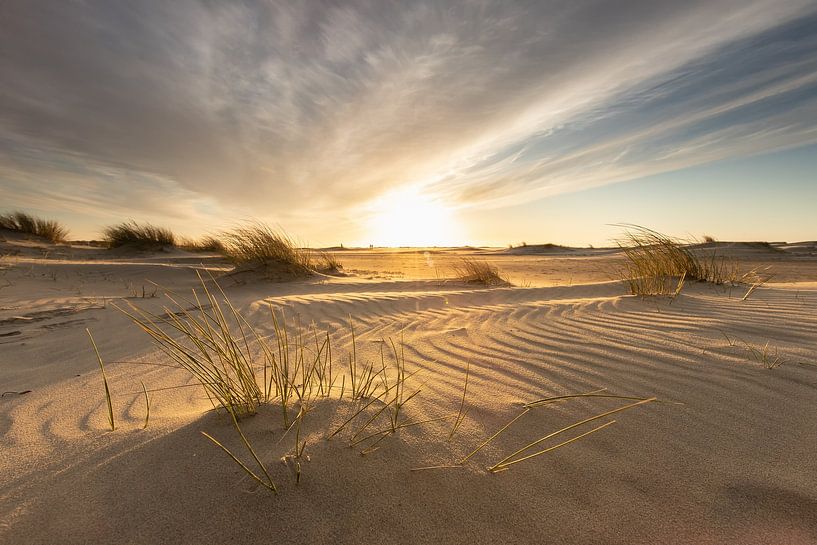 Sunset on the beach of Zeeland by Peter Haastrecht, van