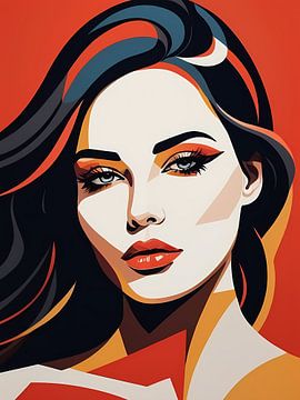 Pop Art Vrouwenportret Abstract Geometrische Kunst van 1xMerch