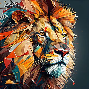 Lion portrait digital by Harvey Hicks
