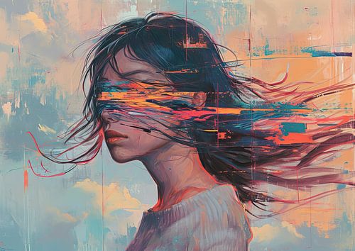 Modernes Porträt | Tanzender Farbstreifen