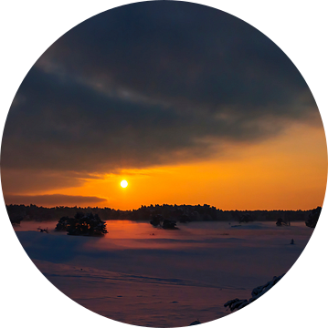 Besneeuwd winterlandschap tijdens zonsondergang bij het Hulshorsterzand op de Veluwe van Sjoerd van der Wal Fotografie