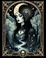 Dark Moon Woman Poster - Mystical Gothic Portrait